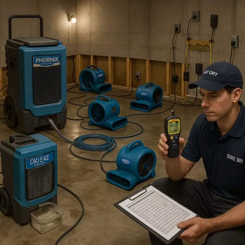Structural Drying and Dehumidification process in Rancho San Diego, CA